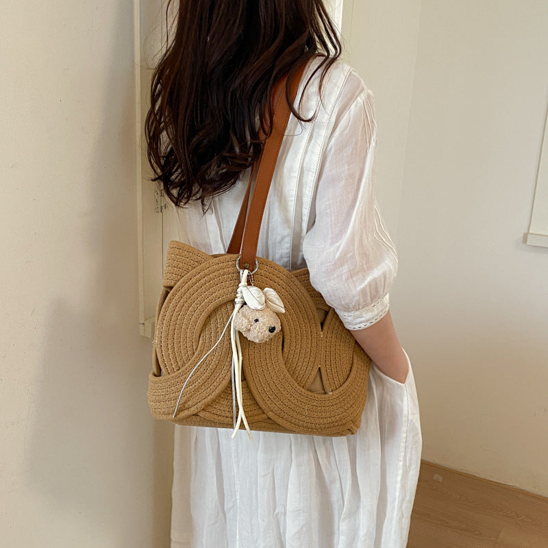 Designer shopping bag with decorative woven pattern LoungeYard — product view 1