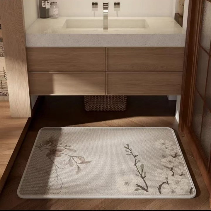 Textured Floral Design Bathroom Mat — product view 1