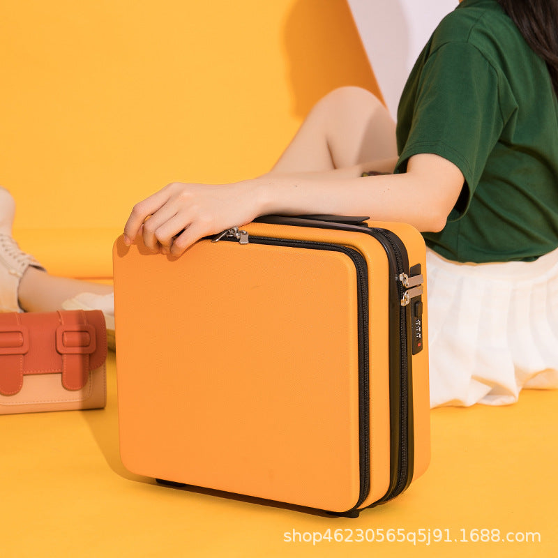 compact hard-shell travel vanity makeup case with TSA combination lock and dual-zip compartments LoungeYard — product view 4