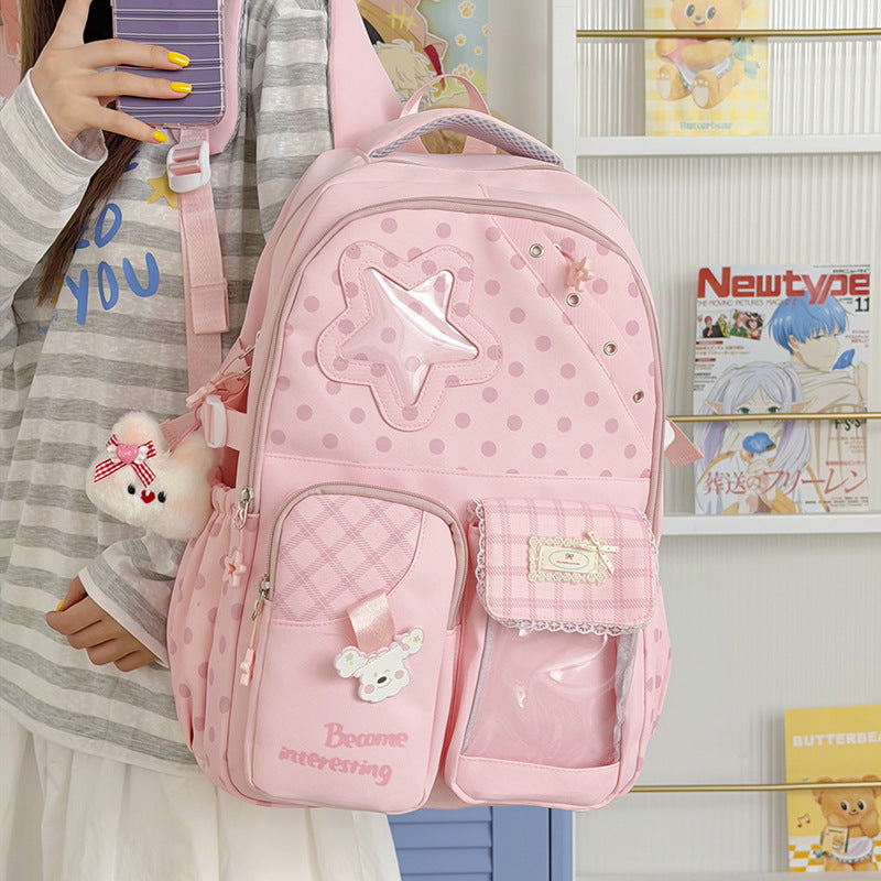 Cute Polka Dot Character Backpack LoungeYard — product view 2