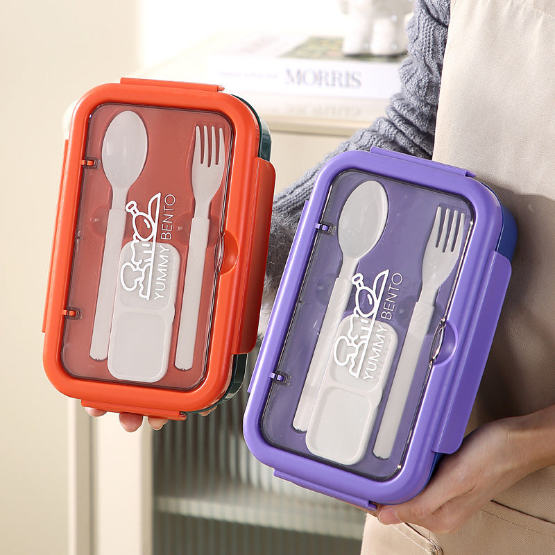 Stylish Multi-Compartment Bento Lunch Box with Integrated Cutlery — product view 4