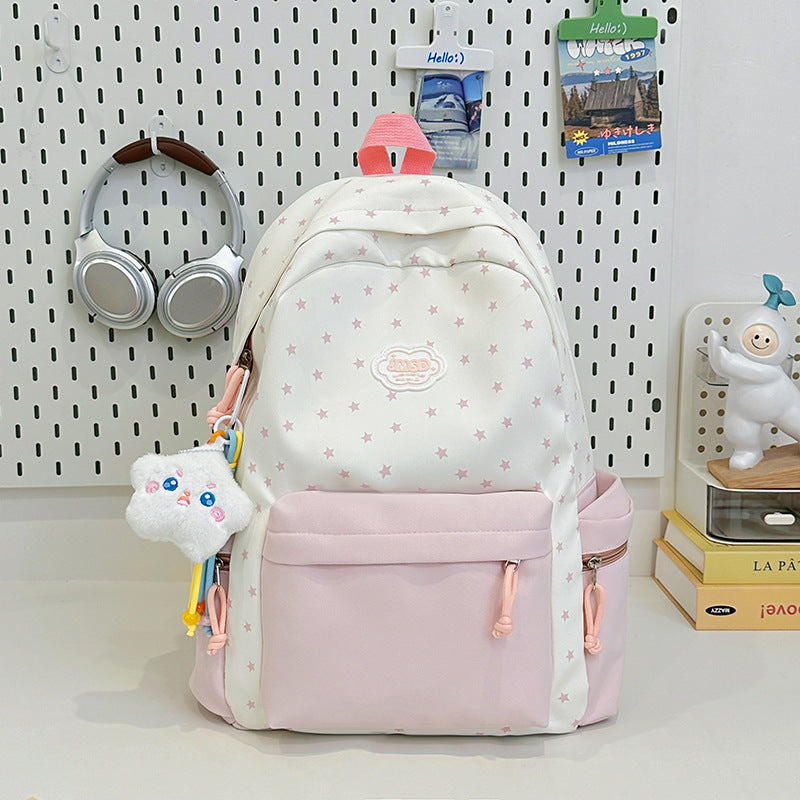 Playful Star Pattern School Backpack — product view 4