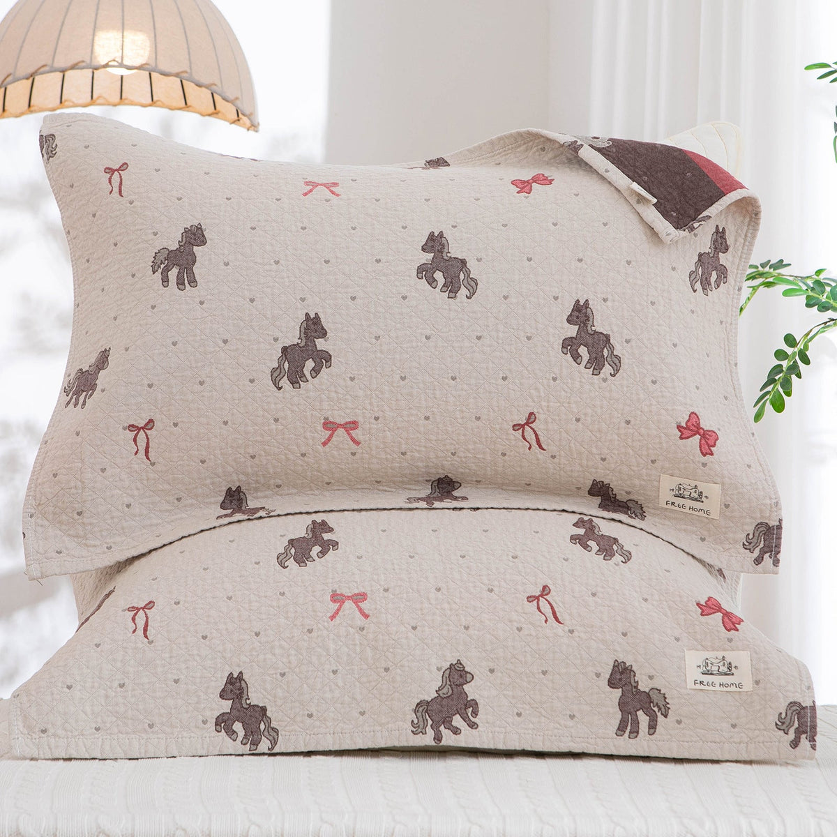 Ladies pillowcase with playful horse motif LoungeYard — product view 2
