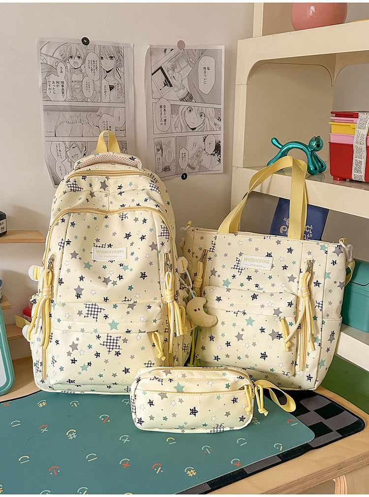 Starry Pattern School Backpack Set LoungeYard — product view 1