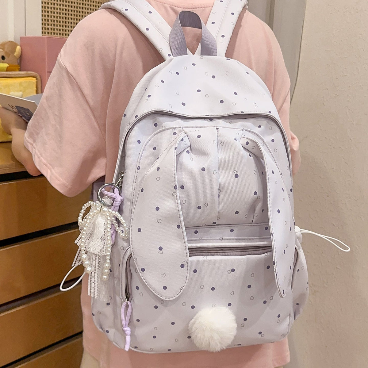 Cute Bunny-Ear Themed Backpack LoungeYard — product view 2