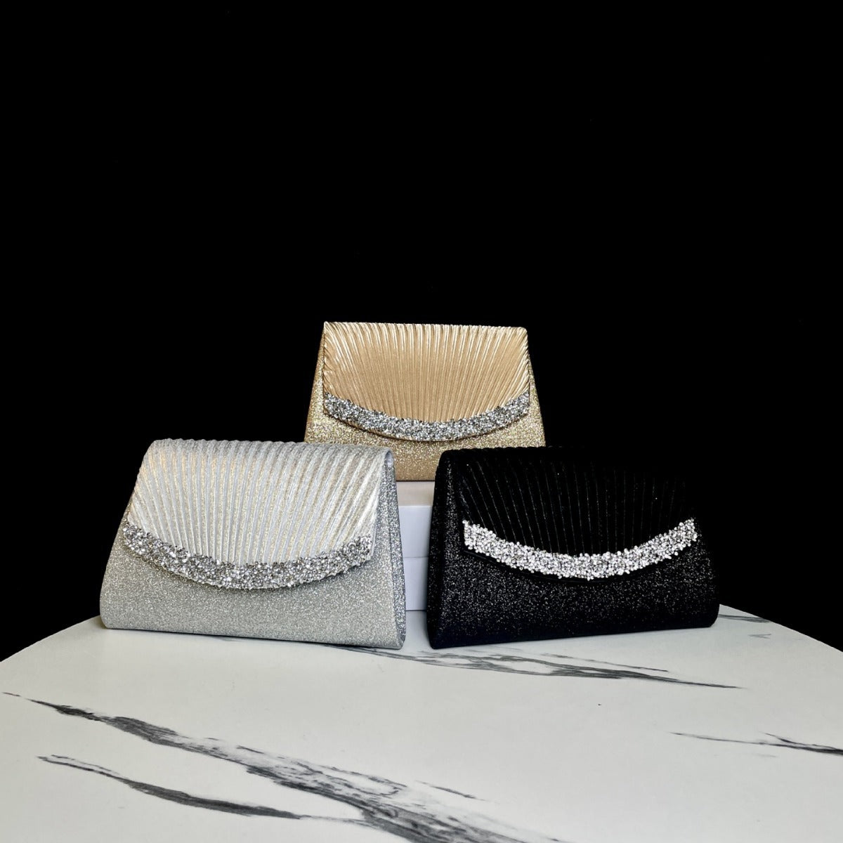 Pleated Satin Evening Clutch — product view 4
