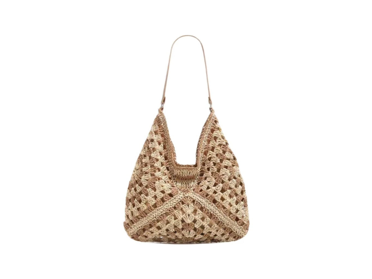 Handbag with Artistic Macrame Design and Flexible Carrying Comfort LoungeYard — product view 6