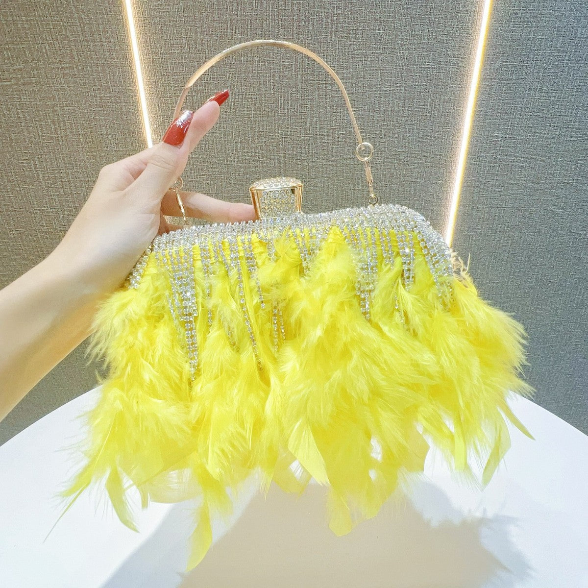 Feather-Embellished Evening Clutch — product view 6