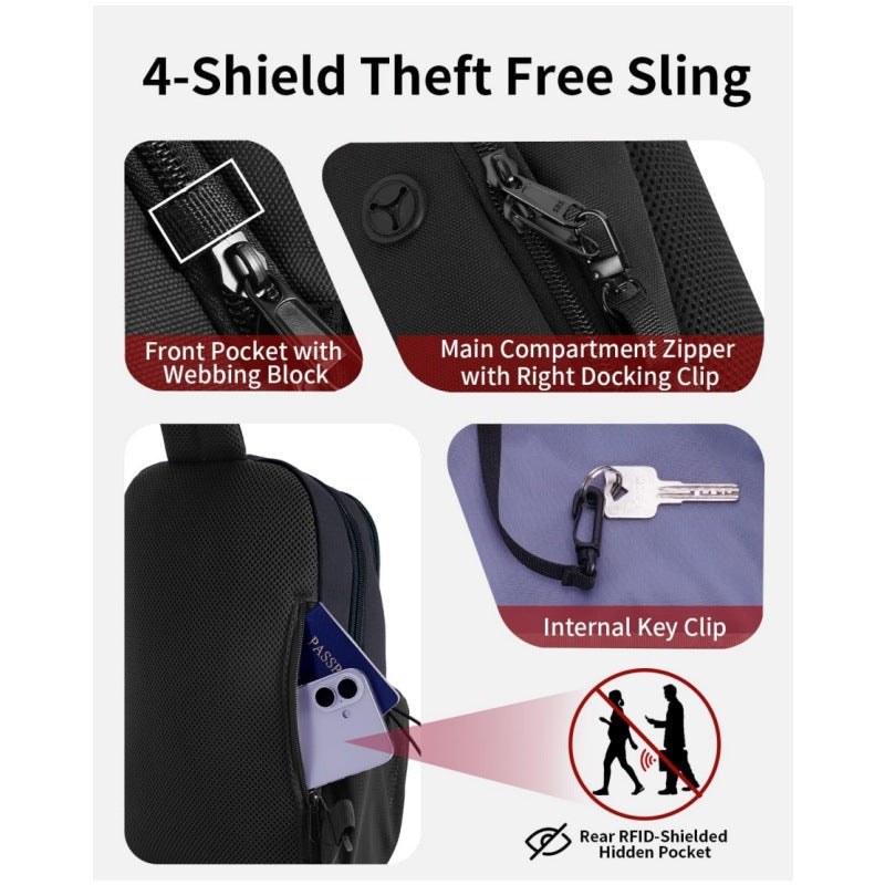 Ergonomic Sling Backpack with Organizer LoungeYard — product view 2