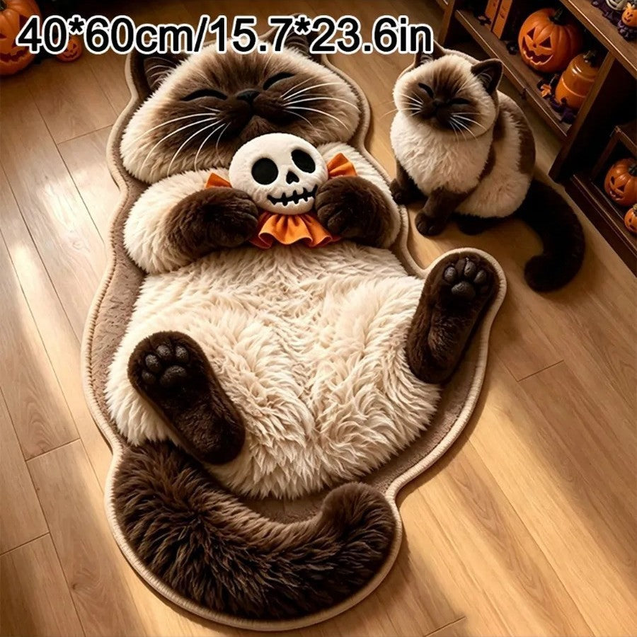 Cat-Shaped Plush Bath Mat — product view 6