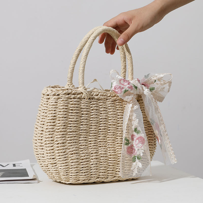 Elegant Bast bag with Floral Bow Detail LoungeYard — product view 2