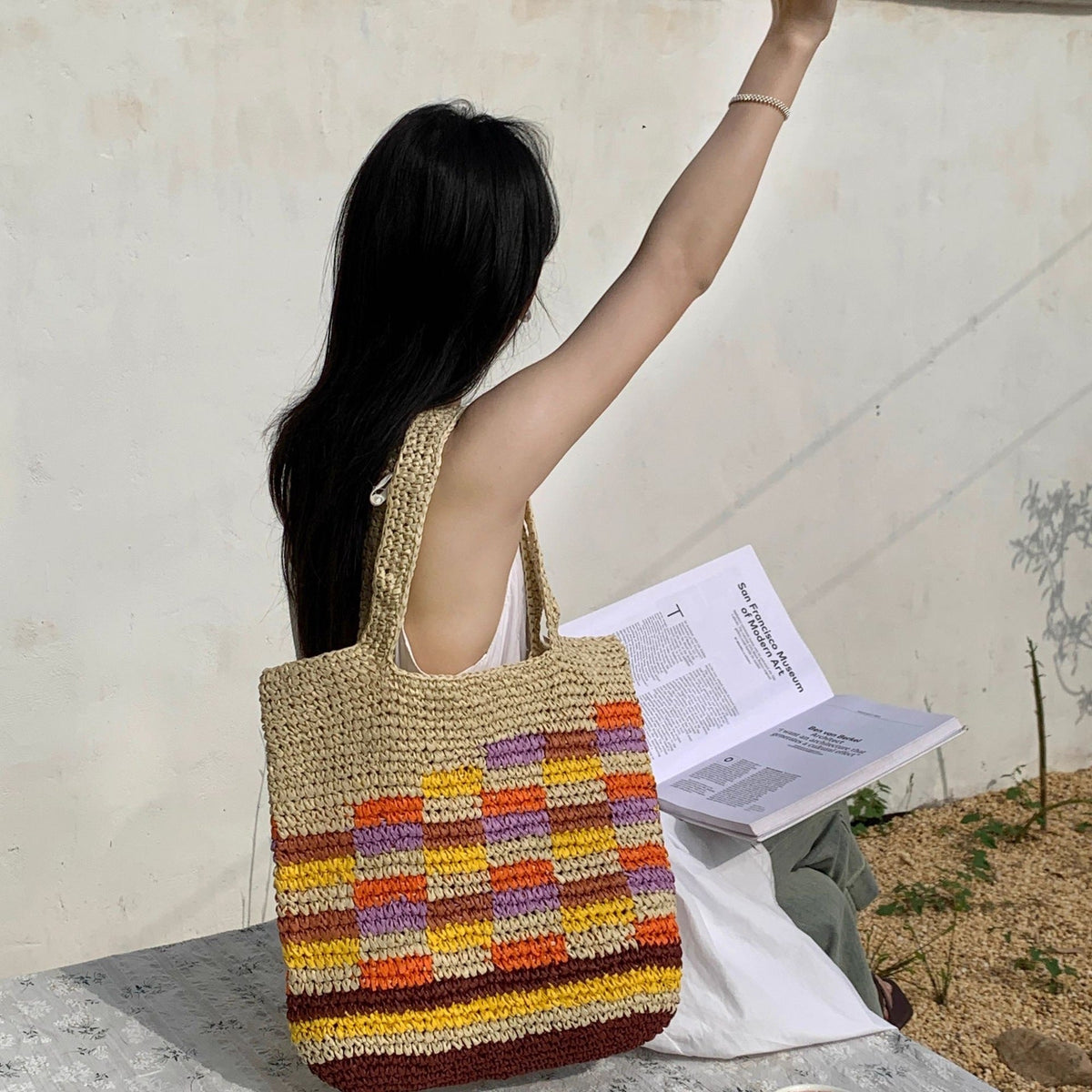 Hand-knotted summer tote LoungeYard — product view 2