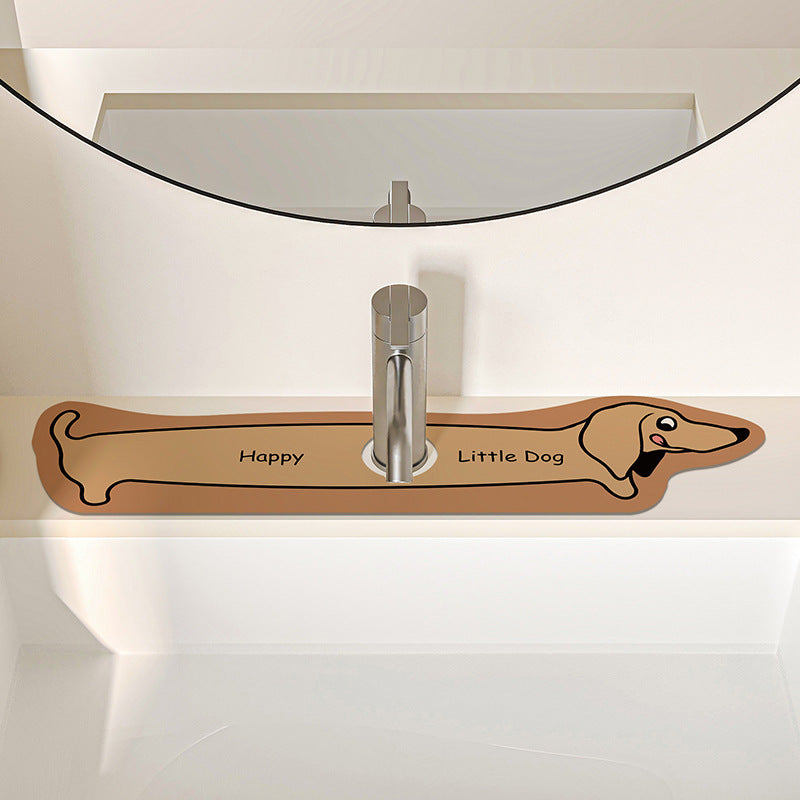 Decorative Silicone Faucet Sink Protector Mat with Dog-Shaped Counter Splash Guard — product view 6
