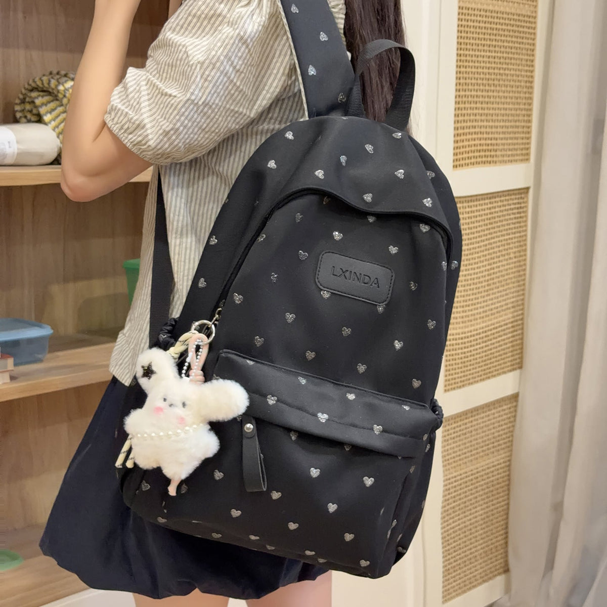 Fun Heart-Print Backpack LoungeYard — product view 2