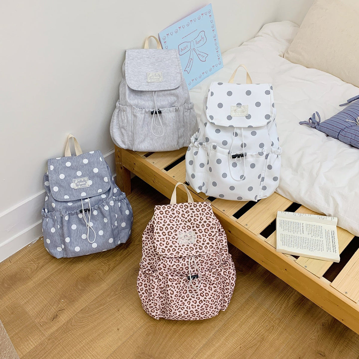 Playful Polka Dot Themed Backpack LoungeYard — product view 7