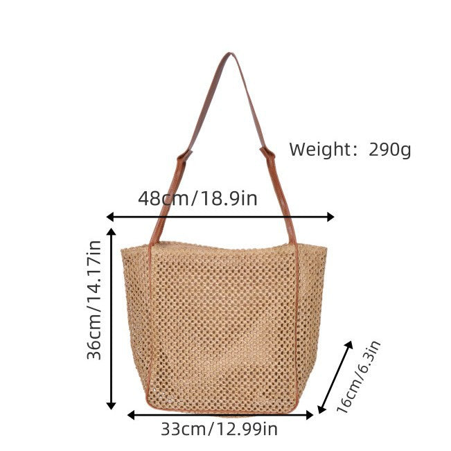 Natural raffia shoulder bag LoungeYard — product view 3