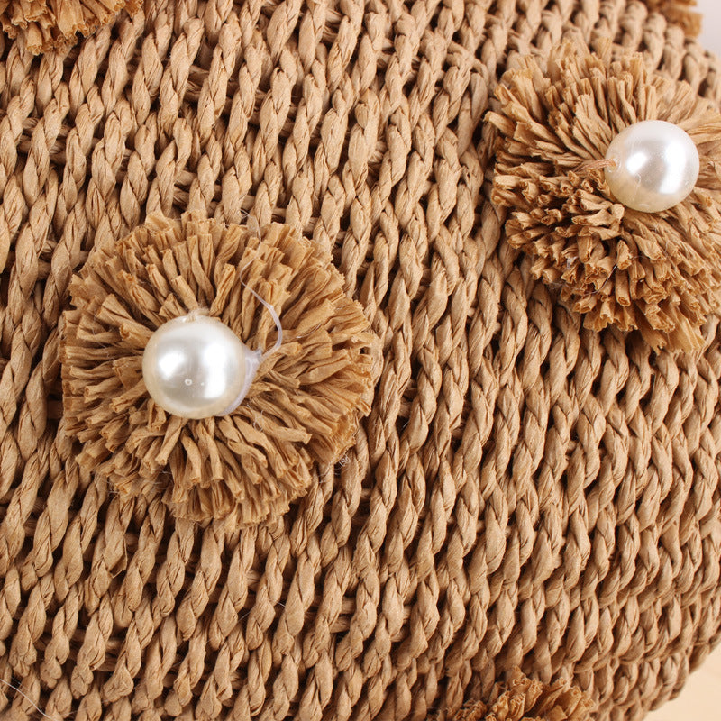 Handcrafted basket bag with bead appliqués LoungeYard — product view 3