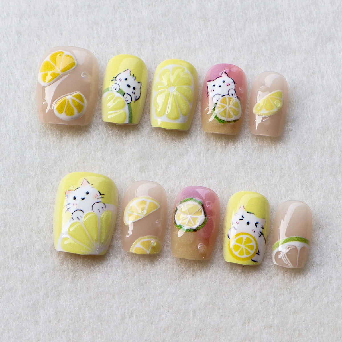 Playful Citrus-Inspired Press-On Nail Art Set — product view 2