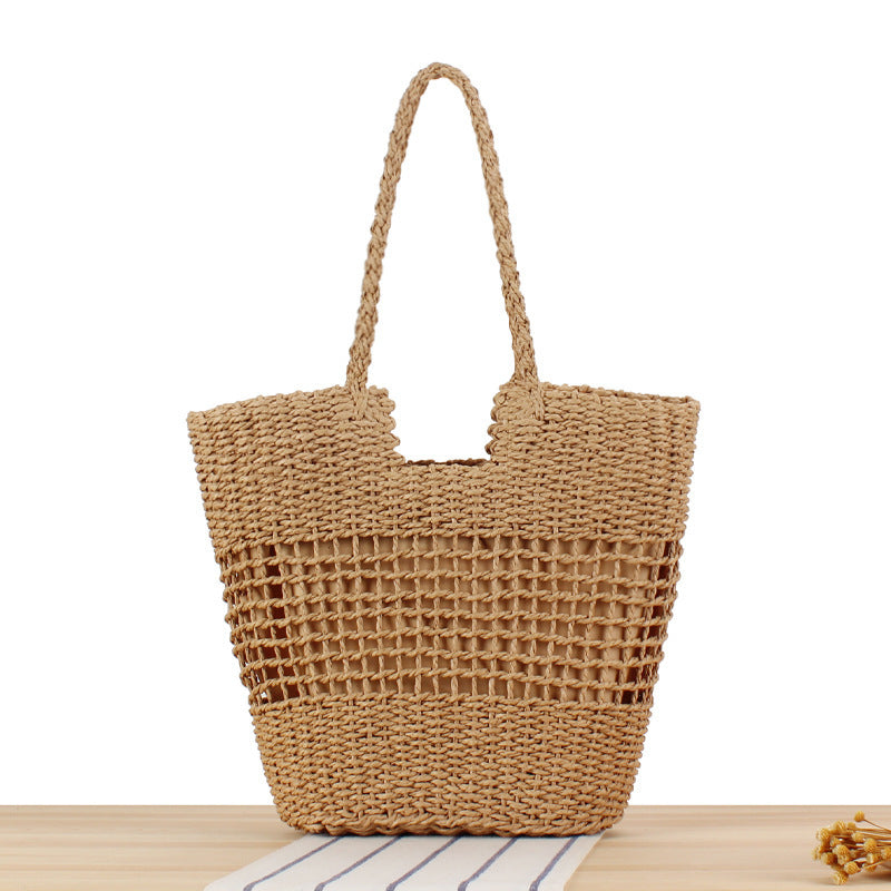 Net shopping bag made of natural woven wicker LoungeYard — product view 5