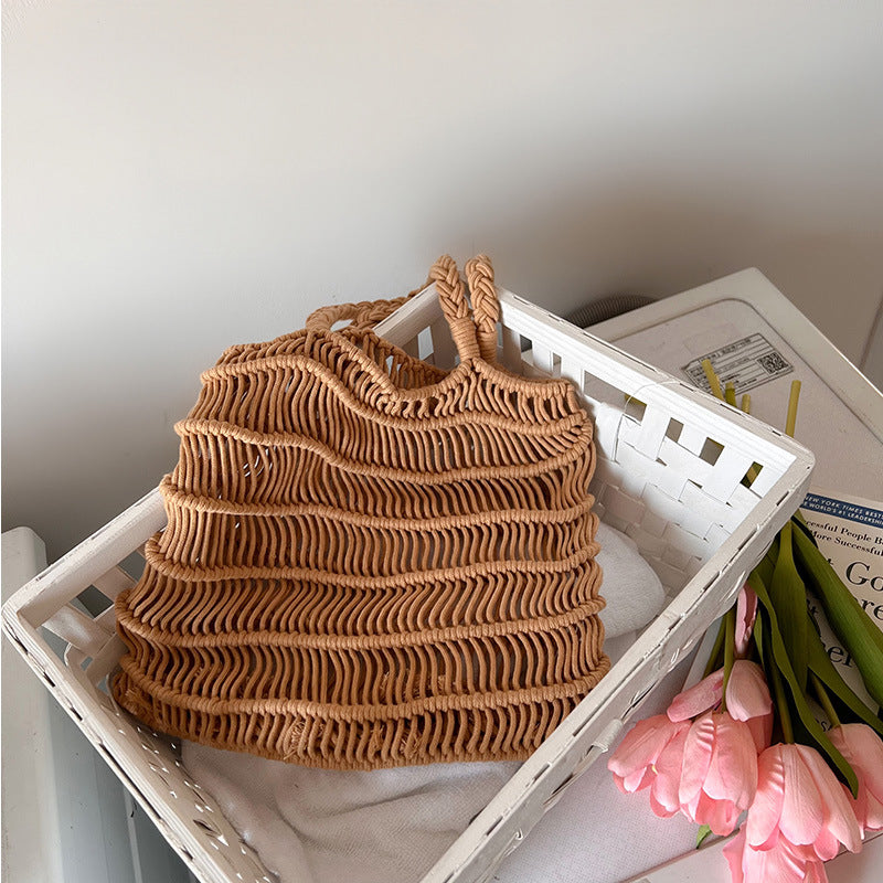 Handmade basket bag with braided design LoungeYard — product view 3