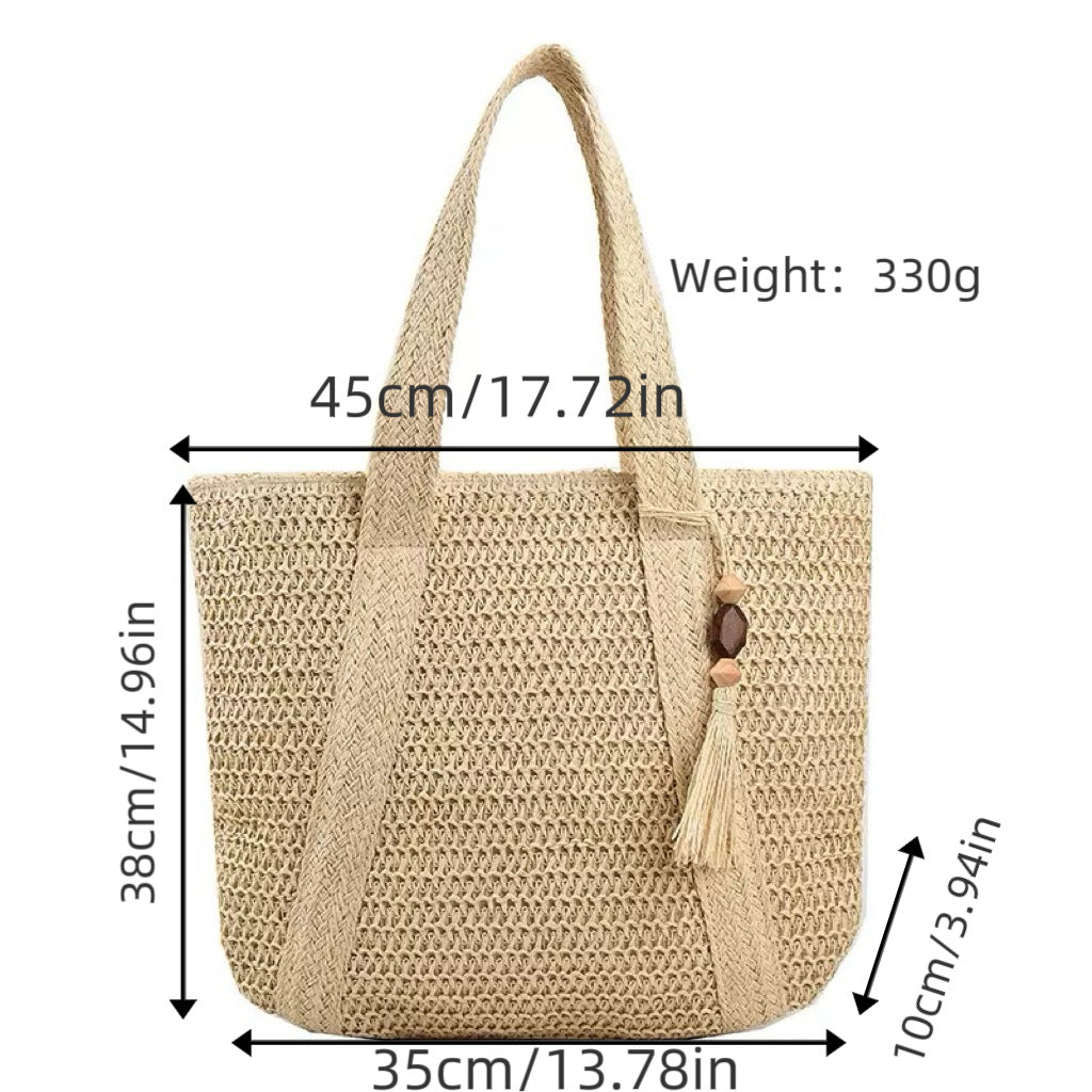 Braided beach bag with fringe detail LoungeYard — product view 5