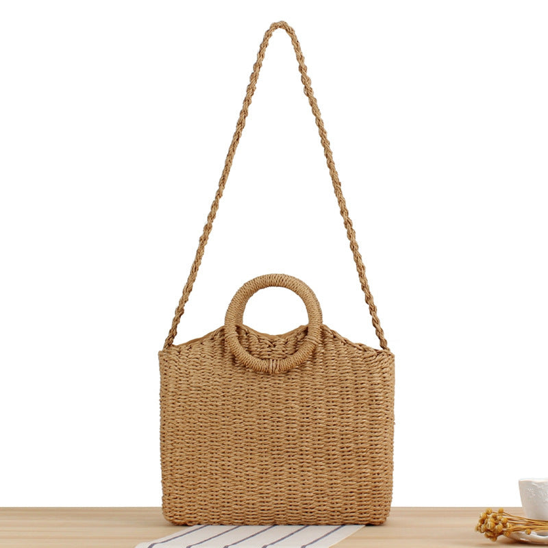 Braided beach bag with round handles LoungeYard — product view 2