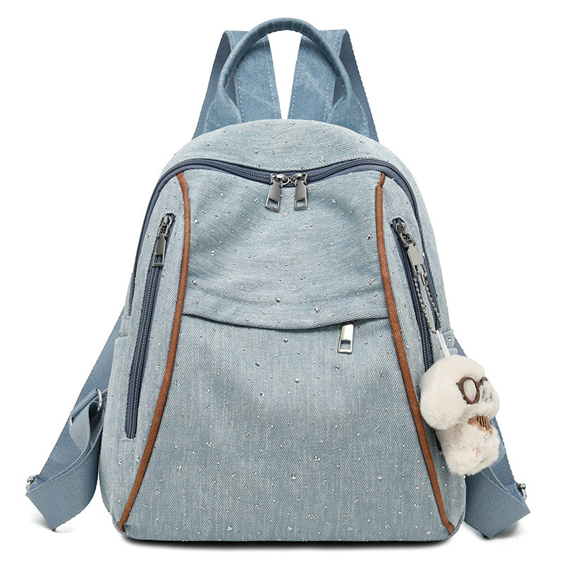 Casual Denim-Style Backpack LoungeYard — product view 4