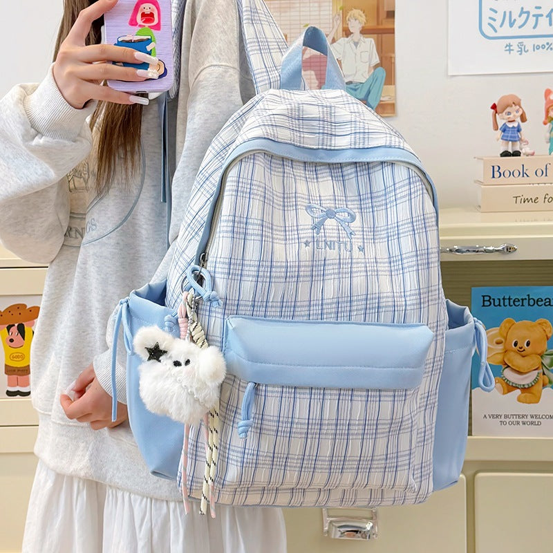 Checked Patterned Casual Backpack LoungeYard — product view 1