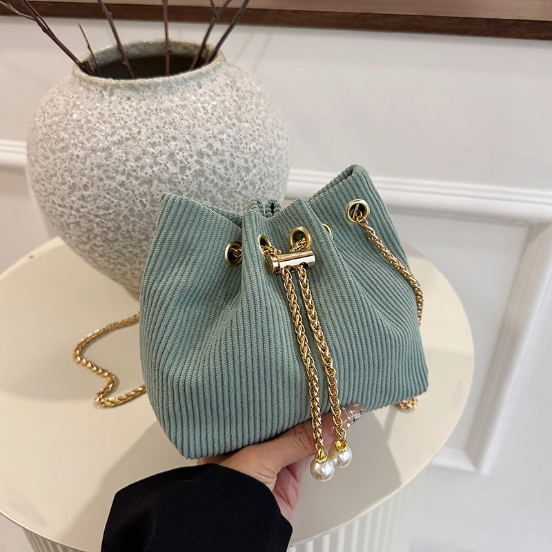 Elegant Textured Drawstring Bucket Bag — product view 6