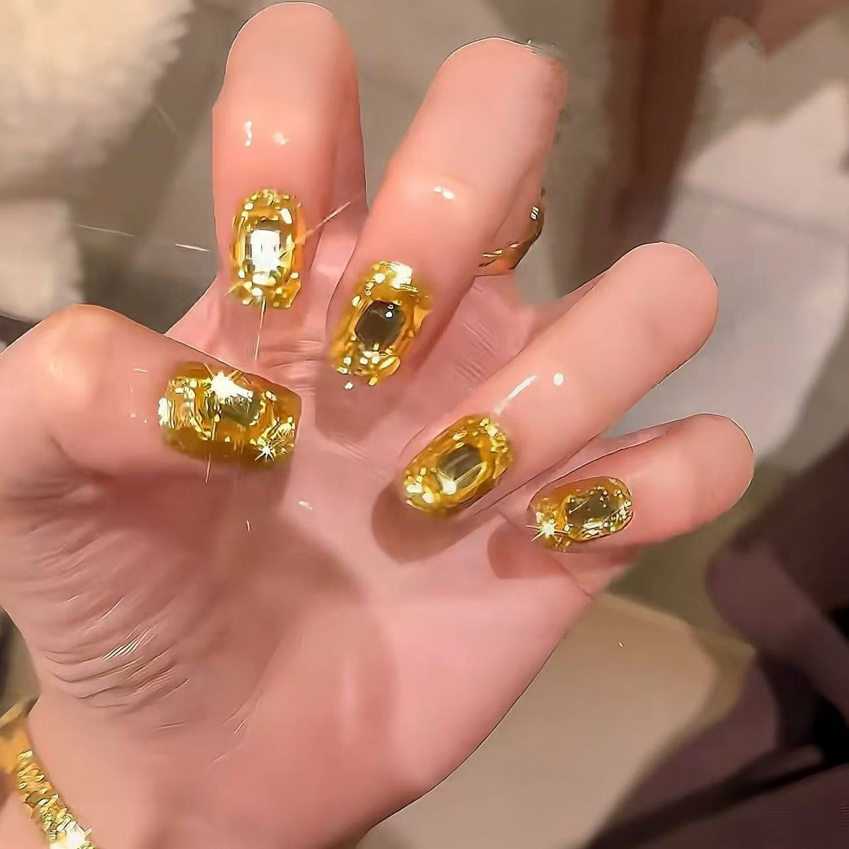 Premium Gemstone-Accented Nail Art Extensions — product view 1