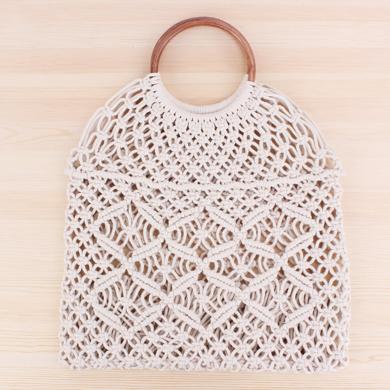 Macrame Tote Bag with Double-Layer Inner Pocket LoungeYard — product view 4