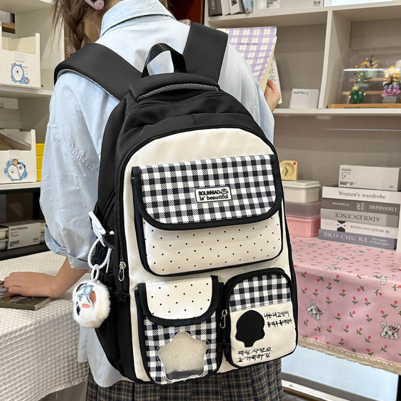 Stylish Checkerboard Patterned Backpack — product view 4