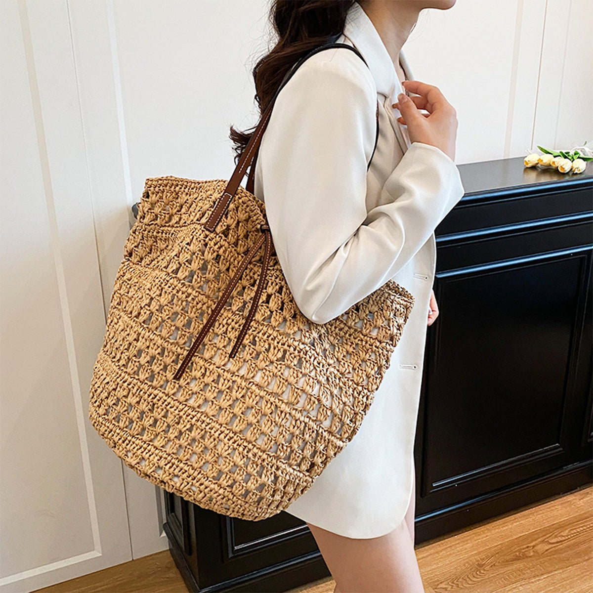Handwoven Macrame Beach Bag LoungeYard — product view 1