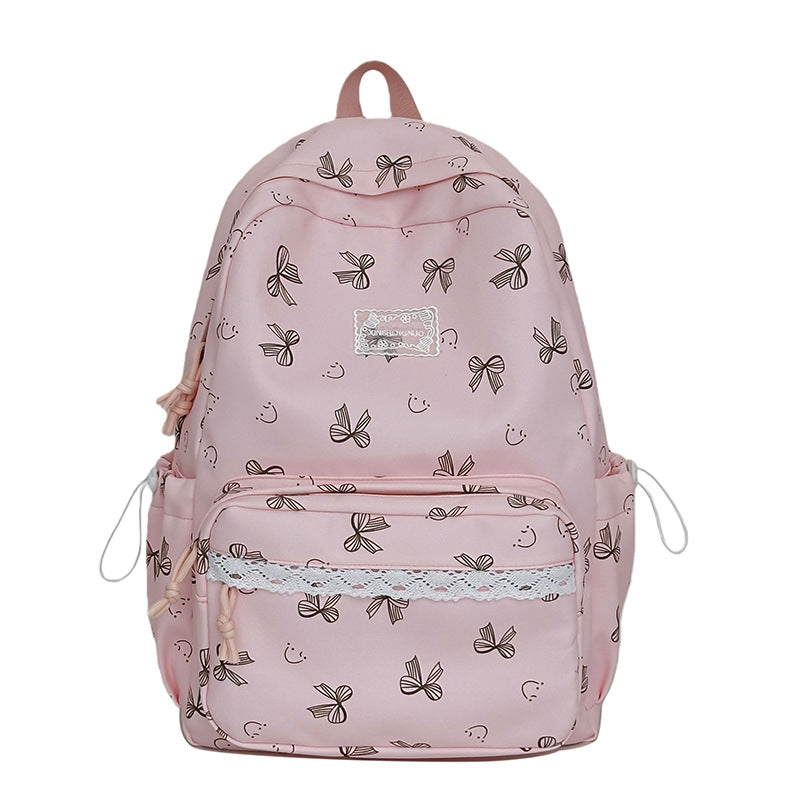 Feminine Bow-Patterned Casual Backpack LoungeYard — product view 5