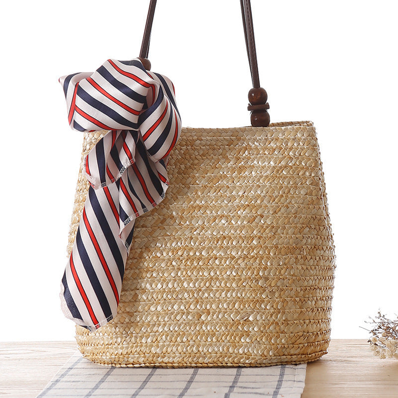 Braided handbag with stylish striped scarf LoungeYard — product view 5
