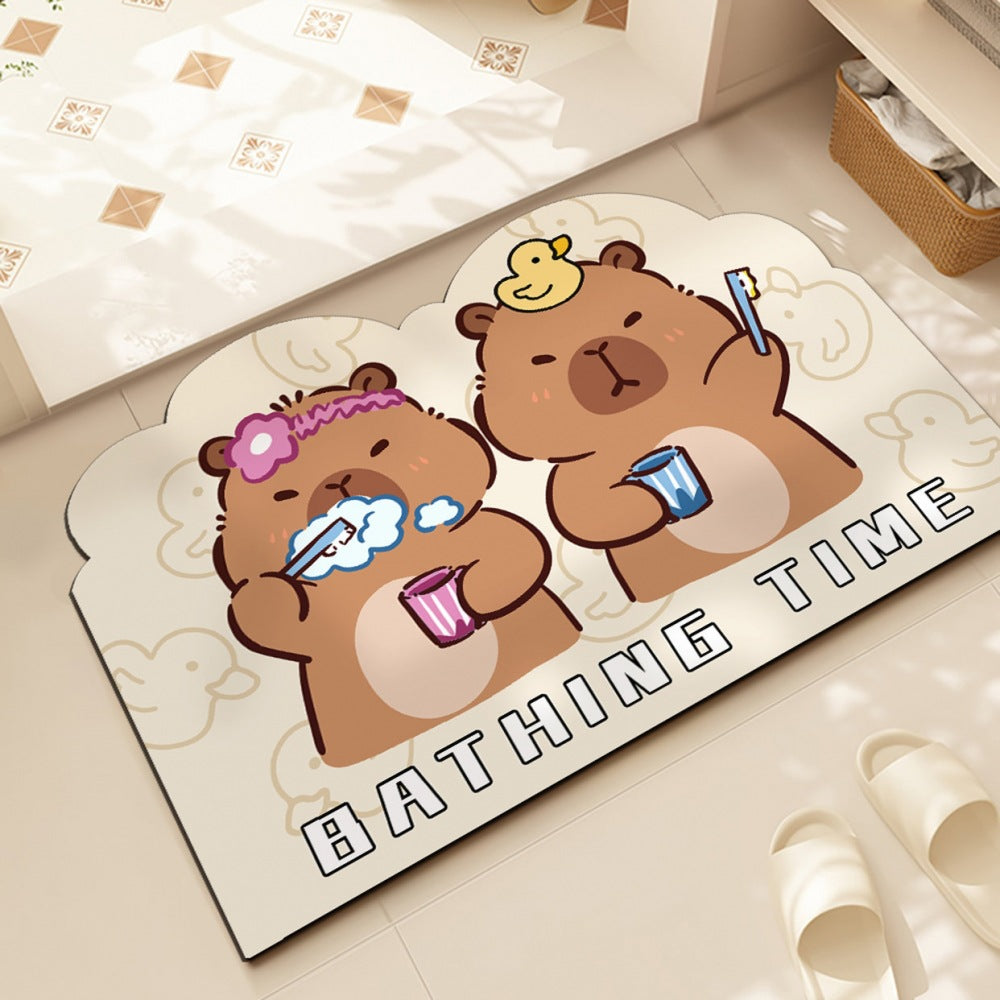 Cartoon Bear-Themed Bath Mat — product view 1