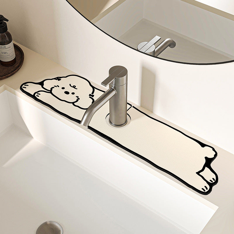 Decorative Silicone Faucet Sink Protector Mat with Dog-Shaped Counter Splash Guard — product view 7