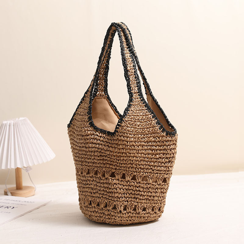 Handmade straw bag with decorative details LoungeYard — product view 4