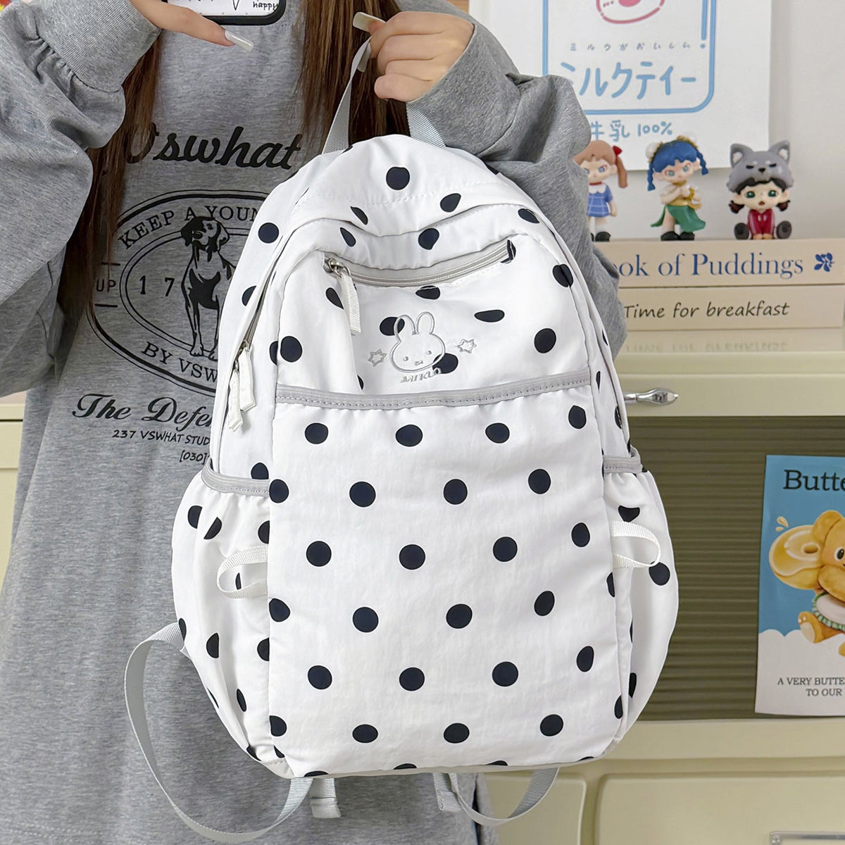 Fun Polka Dot Patterned Backpack LoungeYard — product view 3