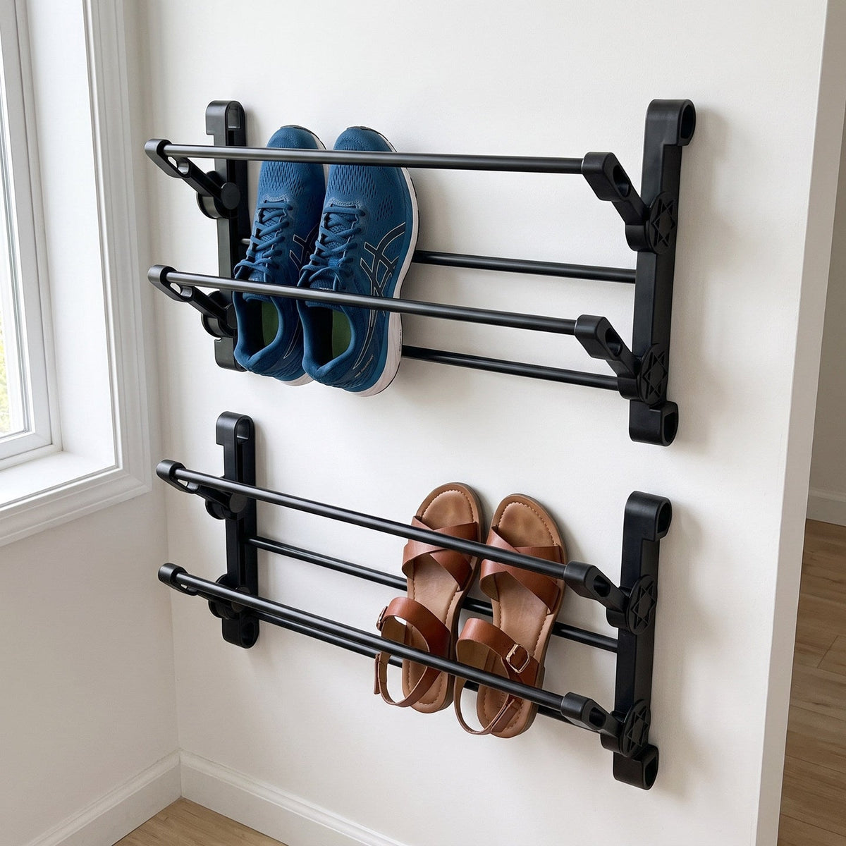Over-Door Adjustable Two-Tier Angled Shoe Organizer Rack — product view 1
