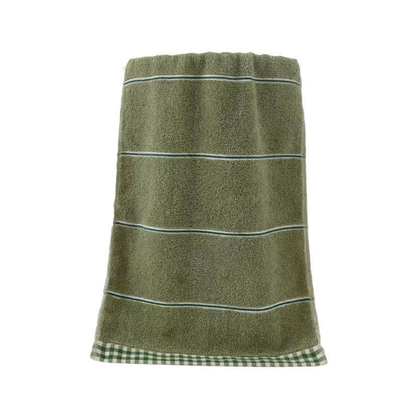 Terry Bath Towel with High-Quality Check Border LoungeYard — product view 1