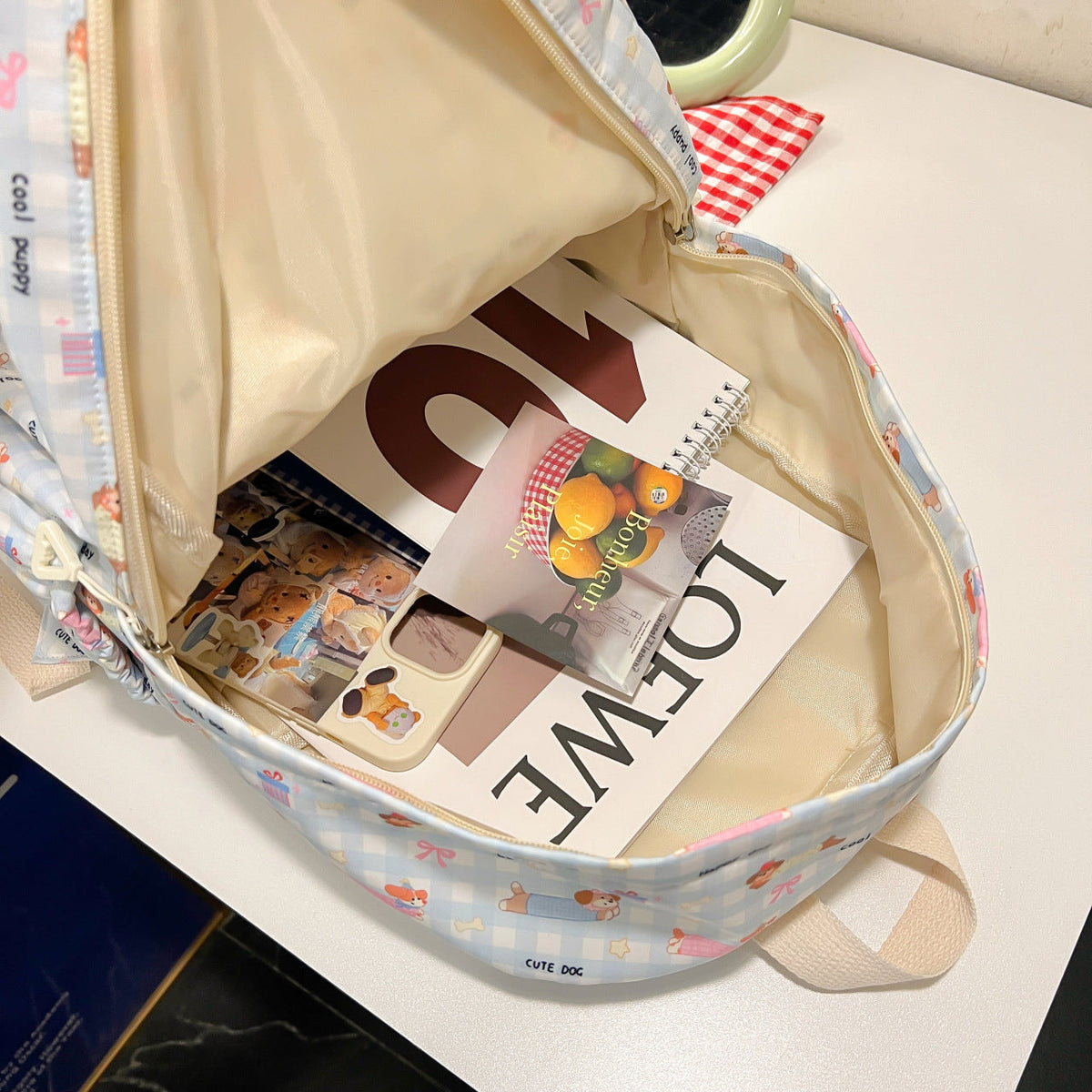 Cute backpack with embroidered cat motif LoungeYard — product view 4