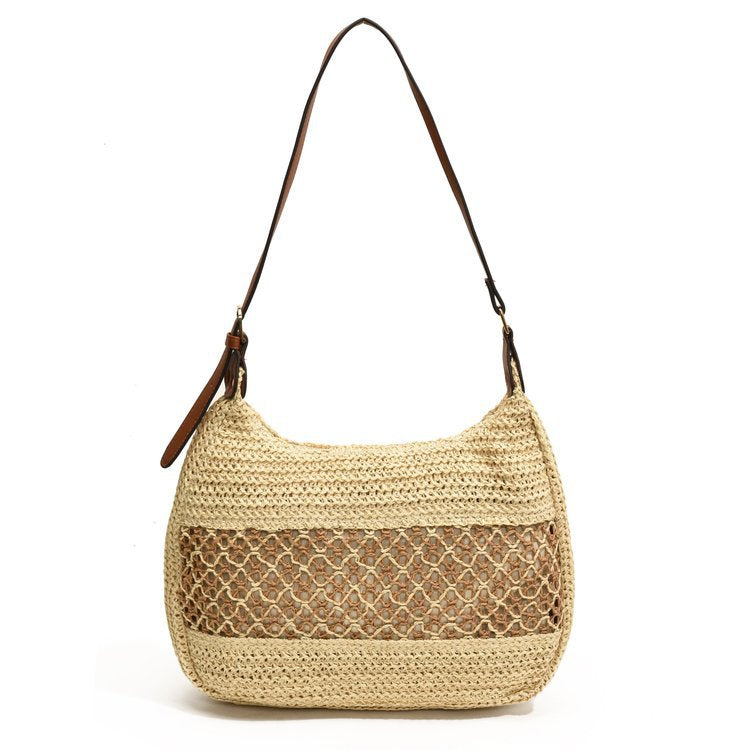 Hand-knotted shoulder bag with leather accents LoungeYard — product view 6