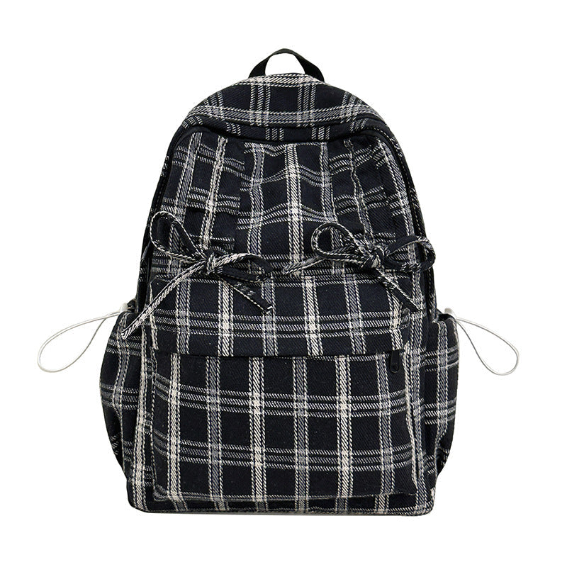 Checked Casual Drawstring Backpack LoungeYard — product view 1