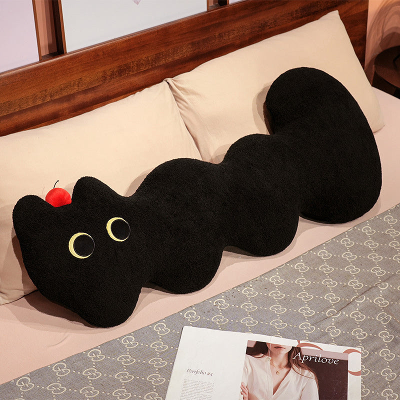 Extra-long plush neck support pillow in wavy cat shape — product view 7