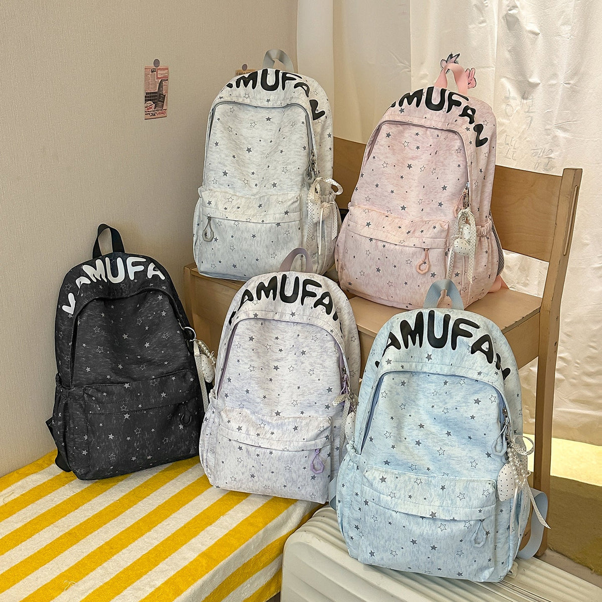 Casual Star-Embellished Backpack LoungeYard — product view 4