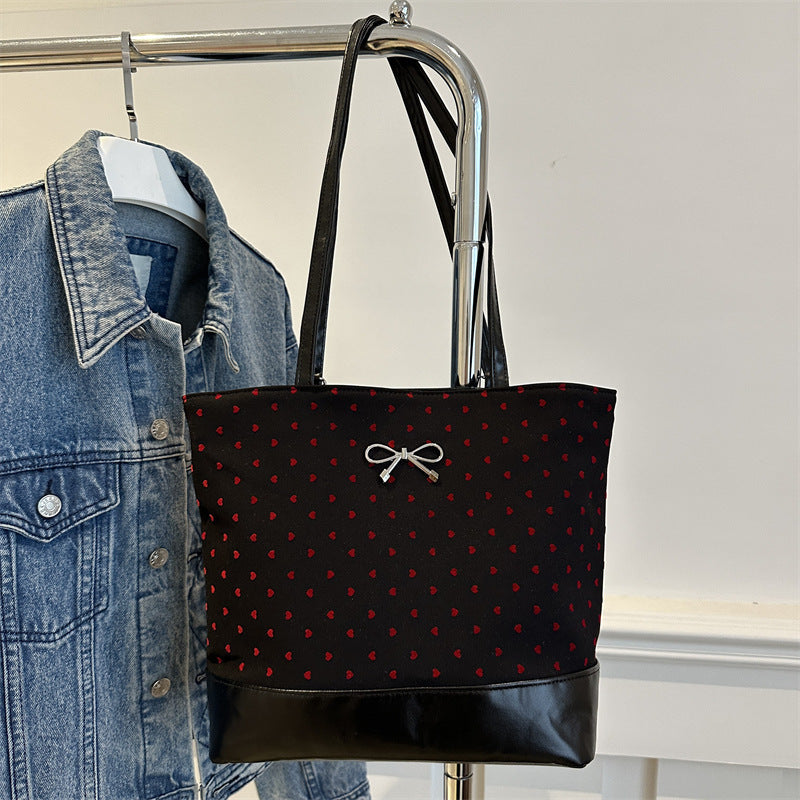 Heart-Embellished Canvas Tote Bag LoungeYard — product view 7