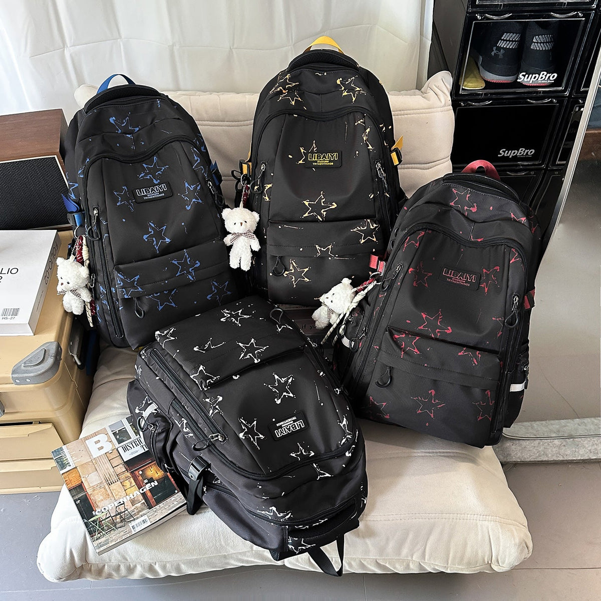 Multi-Functional Star-Patterned Backpack LoungeYard — product view 4