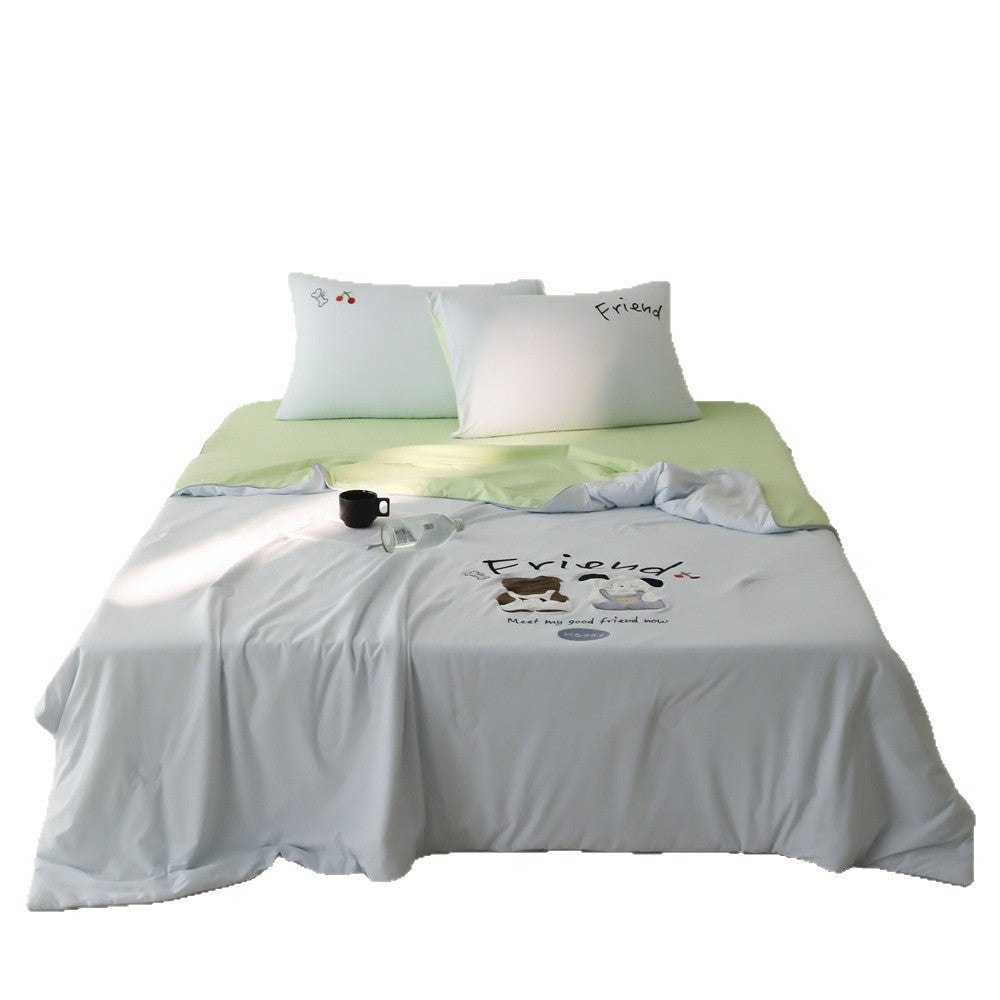 Bedding set made of cotton satin with minimalist panda print and extra soft fitted sheet — product view 5