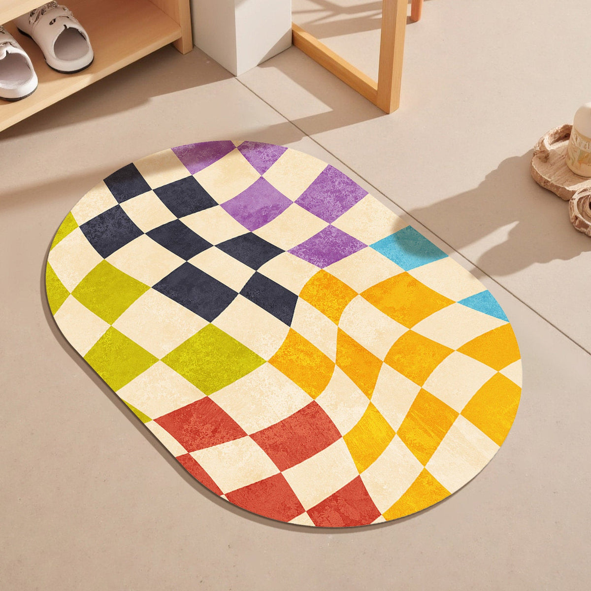 Colorful Geometric Pattern Bath Mat — product view 7
